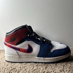 Jordan 1 MidMulti-Color Swoosh Red/Blue/Orange/White/ Size 7Y