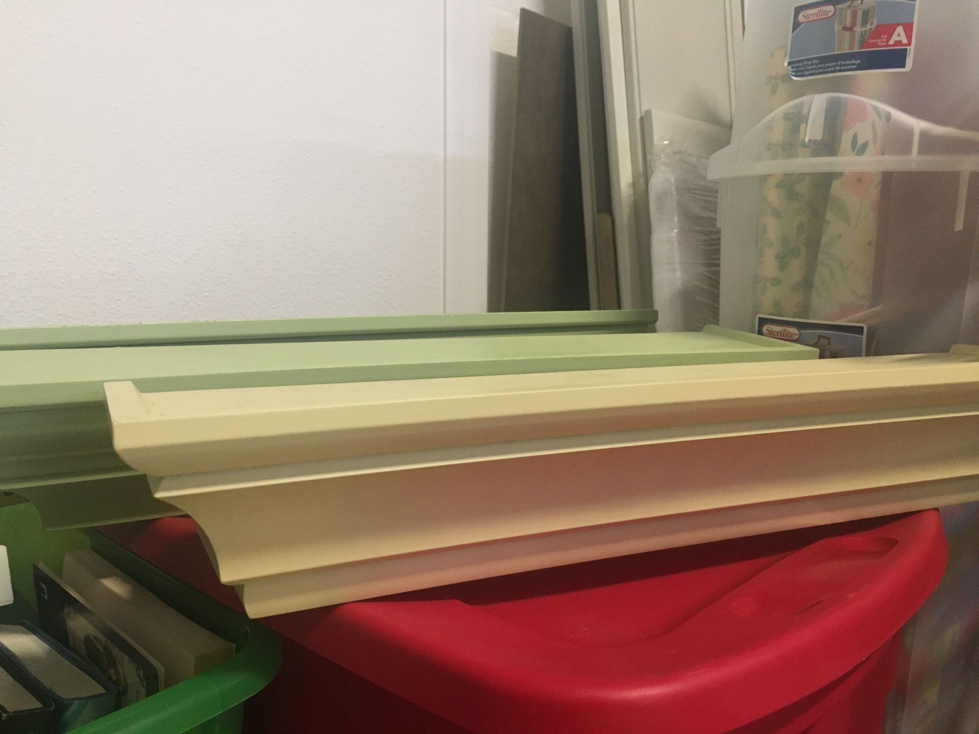 Wall shelves 24”Lx 5” Dx4”H / 2 green color and 1 yellow