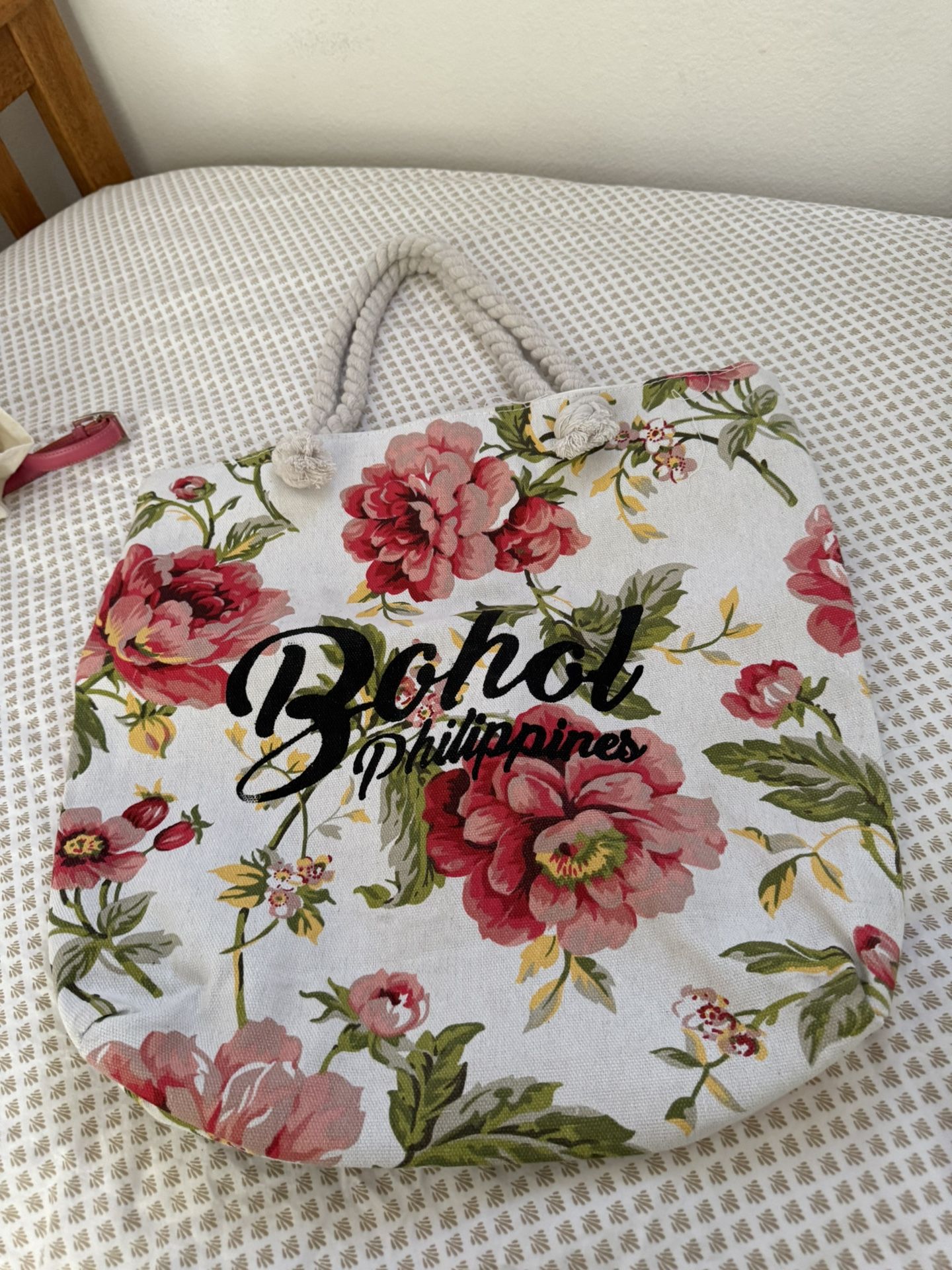 Floral Tote Bag With Bohol Print On Front