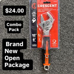 Crescent two-piece wide jaw adjustable wrench, set 10 inch and 6 inch size.