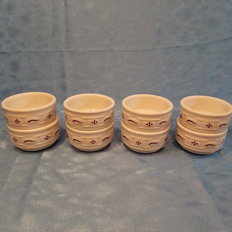 Longaberger Pottery Set Of 8 Desert Bowls 3.5" X 2"