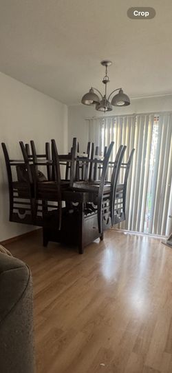 Table With Wine Each And Cabinet 6 Chairs