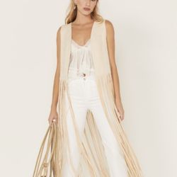 Saints & Hearts Faux Suede Fringe Vest