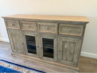 Tall Cabinet Table with Drawers & Glass Cabinets - Buffet