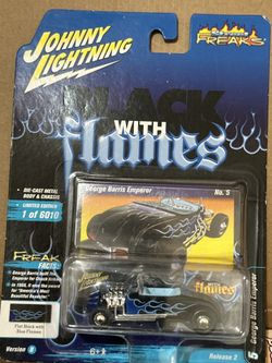 NEW JOHNNY LIGHTNING JL 1:64 FLAT BLACK W/FLAMES GEORGE BARRIS EMPEROR TOY CAR!