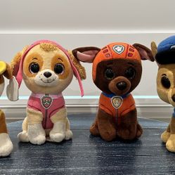 Set Of 4 Ty Paw Patrol Beanie Boos