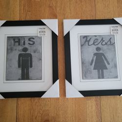 His Hers black framed wall art decoration