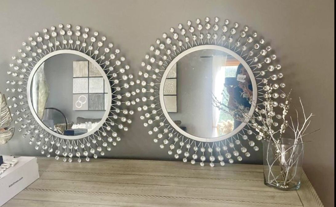 Gorgeous Crystal Trimmed Mirrors 30” $55/each