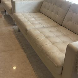 IKEA Morabo Sofa and Loveseat Faux Leather White/Ivory