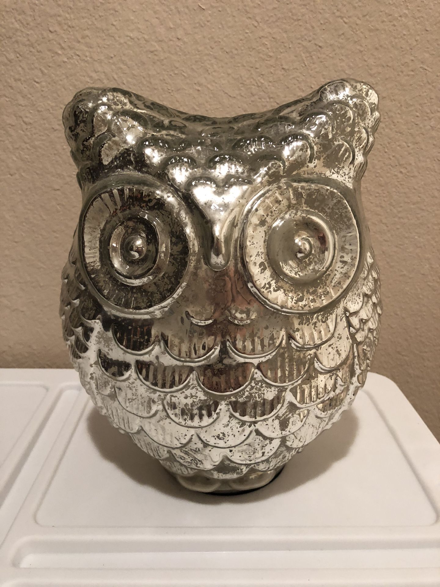 Mercury glass owl decor