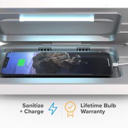 PhoneSoap 3 UV Cell Phone Sanitizer & Dual Universal Cell Phone Charger Box | Patented & Clinically Proven 360-Degree UV-C Light Sanitizer | Disinfect