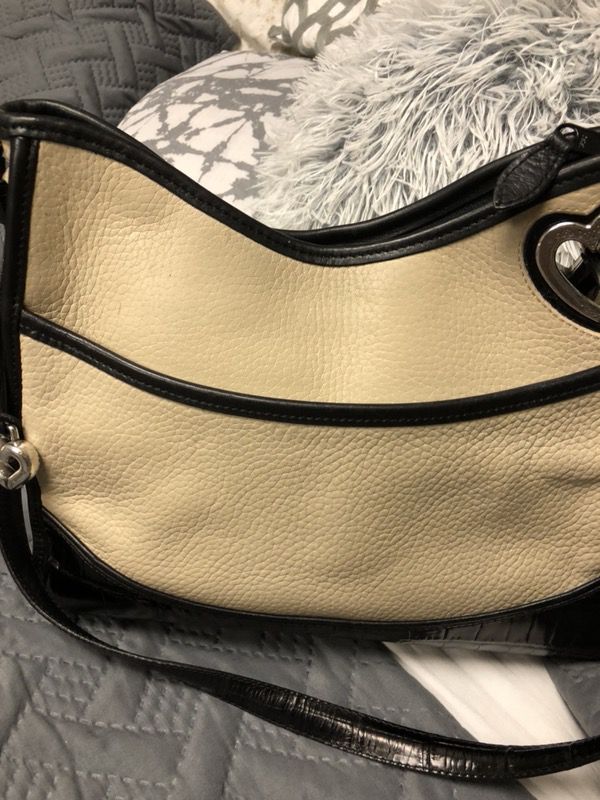 Ivory and black leather Brighton purse