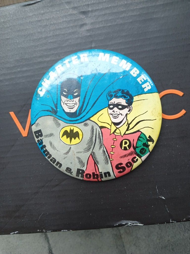 1968 Batman And Robin Push Pin , Rare