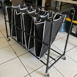 4-Bag Heavy Duty Laundry Sorter Rolling Cart, Black  $25