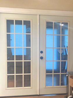 Solid French Patio Double Door with Glass Panels