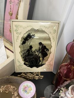 Vintage Reverse Silhouette Bubble Glass Art