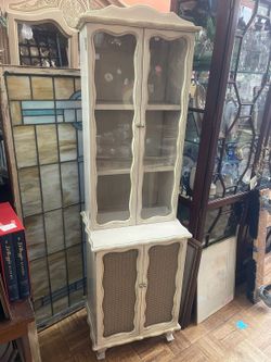 Vintage French provincial curio display cabinet 19 by 15 by 56 perfect for a small space