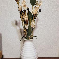 Smaller Hobby Lobby  Ceramic  Vase With Artificial Fabric Stem. 
