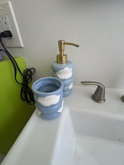 Cloud soap dispenser and toothbrush holder