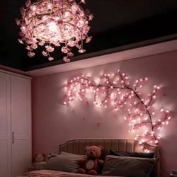 LED Cherry Blossom Branch Wall Lamp, 8 Lighting Modes, Soft Willow Branch Shape, Floral Wall Decor, Suitable For Bedroom, Home, Spring Decoration