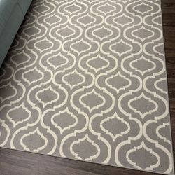 Nourison Jubilant Grey Trellis Area Rug 5x7, Like New — Capitol Hill Seattle