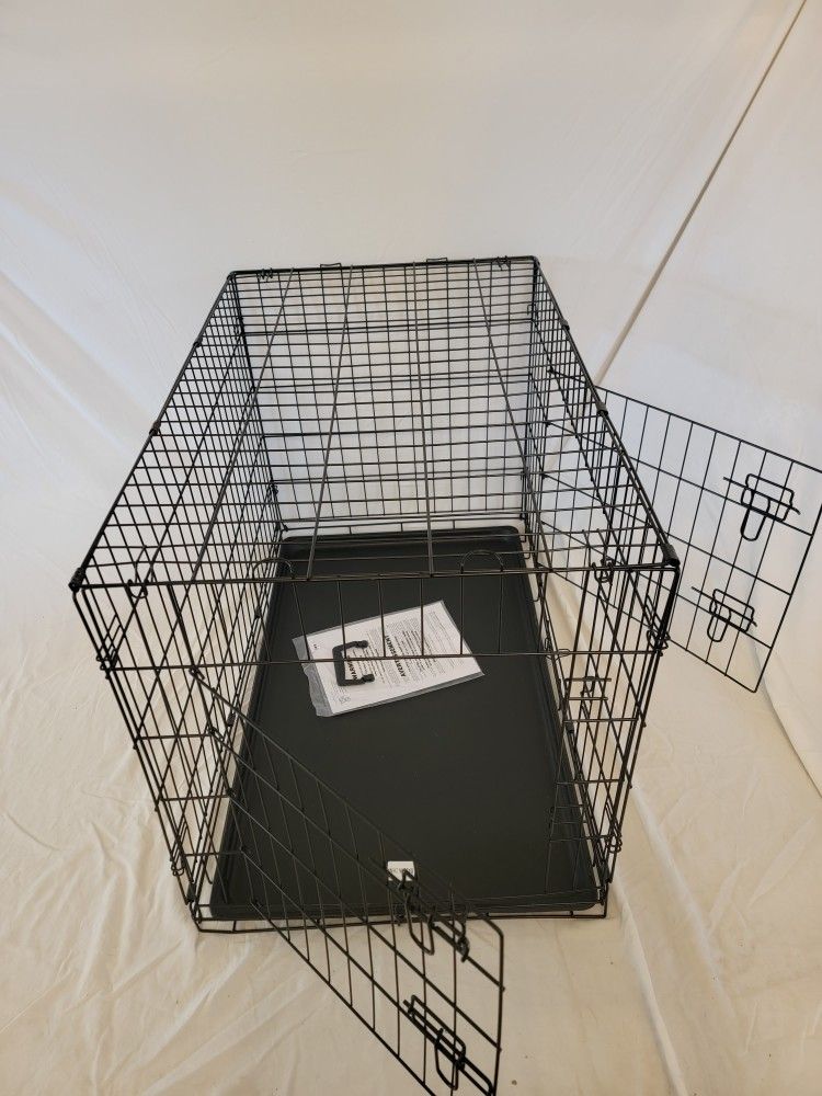 New IN Box! L'xl Dog Crate 2 Doors With Tray Up To 70lbs Folding Puppy Dog Kennel Animal Cage Add A Bed For $15