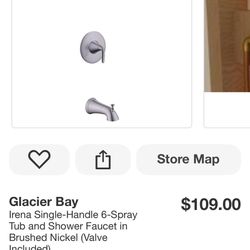 GLACIER BAY NICKEL SHOWER & TUB SET NEW