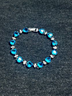 Sterling Silver Full Zircon Heart-shaped Tennis Bracelet by