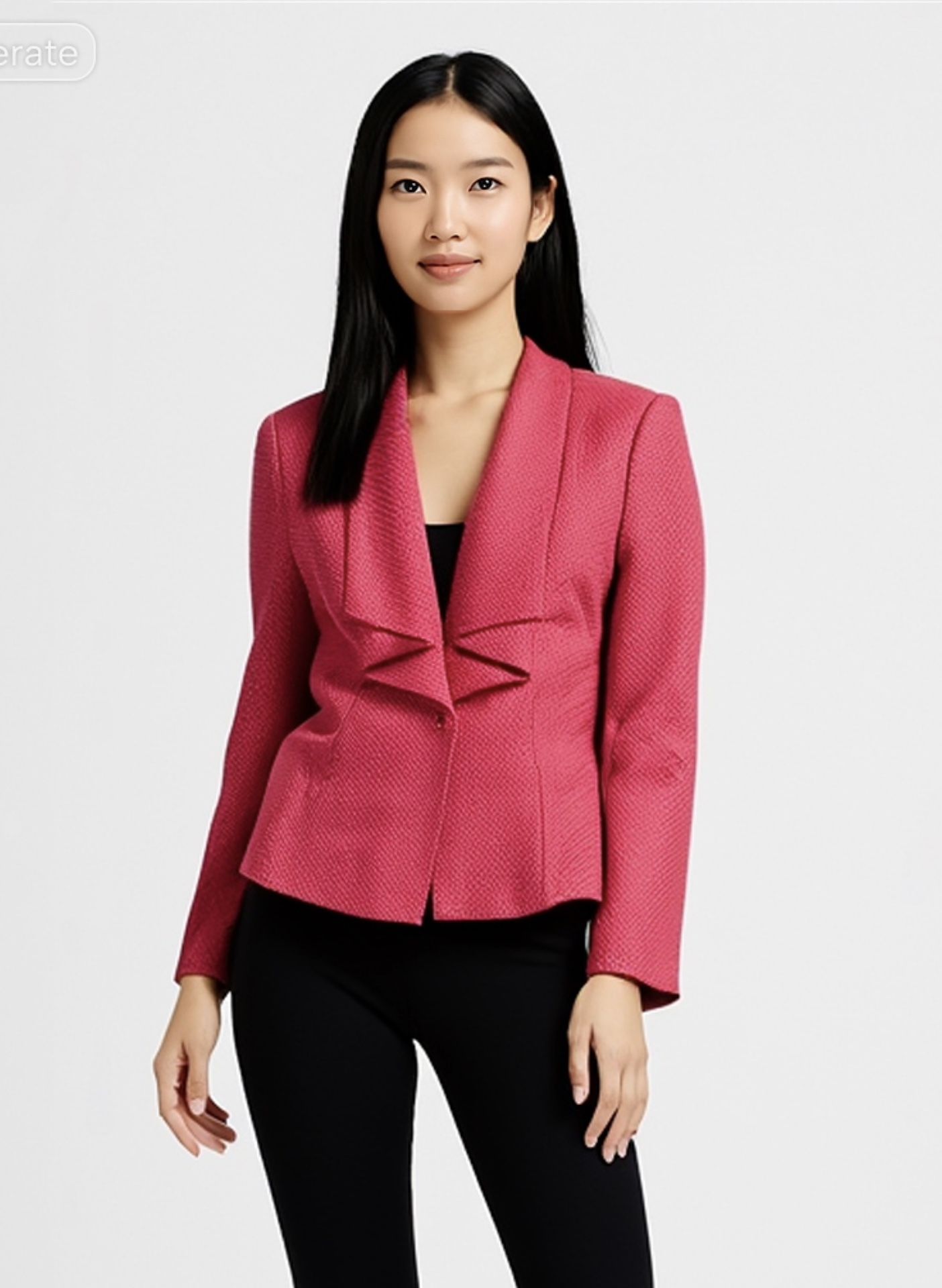 Tahari Pink Raspberry Weaved Jacket Blazer Folded Lapels Sz 4 NWOT