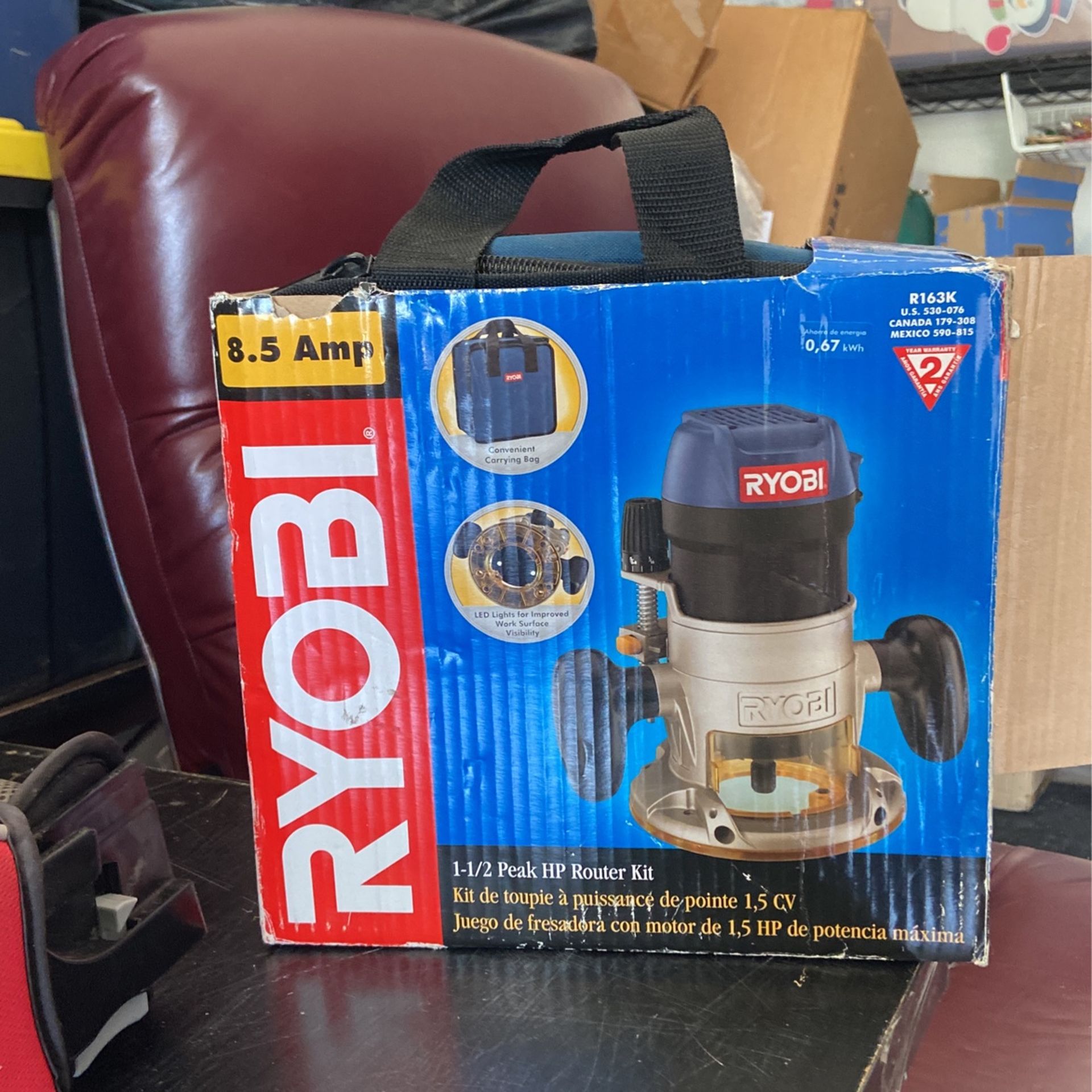 Ryobi 1/4" Collet 8.5 Amp 1-1/2 Peak Hp Router (r163) With Router Bits