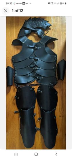 Full Medieval Leather Armor Suit! LARP/Cosplay! Bracers! Helmet! 8 Pieces!