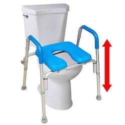 Raised Toilet Seat Voted Most Comfortable Padded with Armrests Adjustable Height Fits All Shaped Toilets