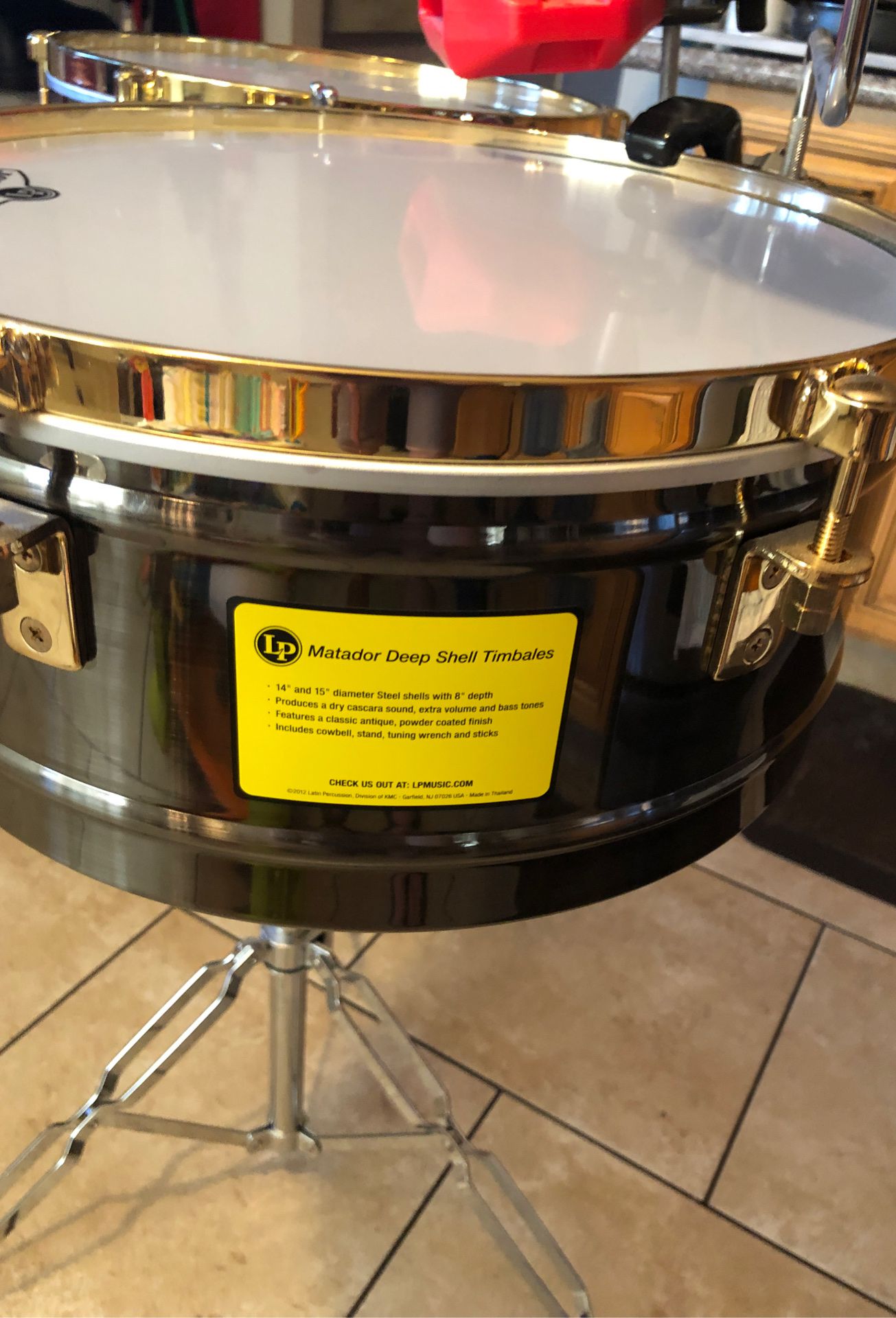 Timbales Matador LP.....brushed nickel..14 and 15 inches ...stand....no cow bell and cymbal ..