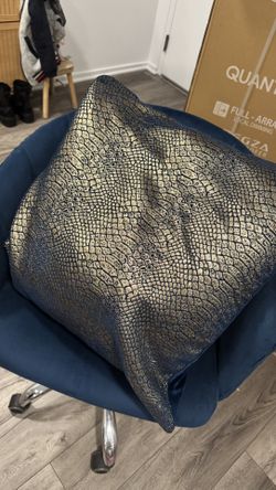 Gold Blue Velvet Pillow Case Decor 