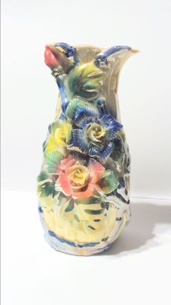 Ceramic Vase with 3D Floral Relief