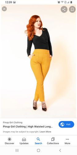 Brand new High waisted mustard Yellow long trousers Size Large