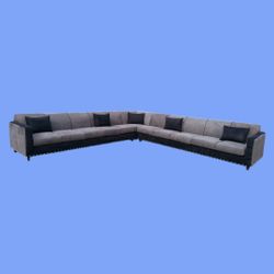 BRAND NEW 13x13ft and 6x14x10ft  SECTIONAL SOFAS CHAISE  CHARCOAL MICROFIBER COMBO. CUSTOM MADE AVAILABLE