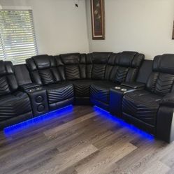 Black Reclining Sectional Sofa New 🛋 