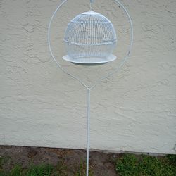 Vintage Crown Birdcage Cast Iron Stand (Crown Mfg Co) w/ Newer Wire Cage *50.00 Firm*