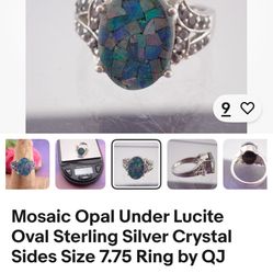 Vintage Mosaic 925 Opal Vintage Ring