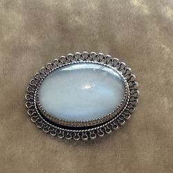 Vintage Beau Sterling Moonstone Brooch 