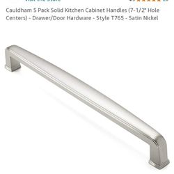 Cauldham 10 Pack Solid Kitchen Cabinet Handles (7-1/2" Hole Centers) - Drawer/Door Hardware - Style T765 - Satin Nickel.... CHECK OUT MY PAGE FOR MORE