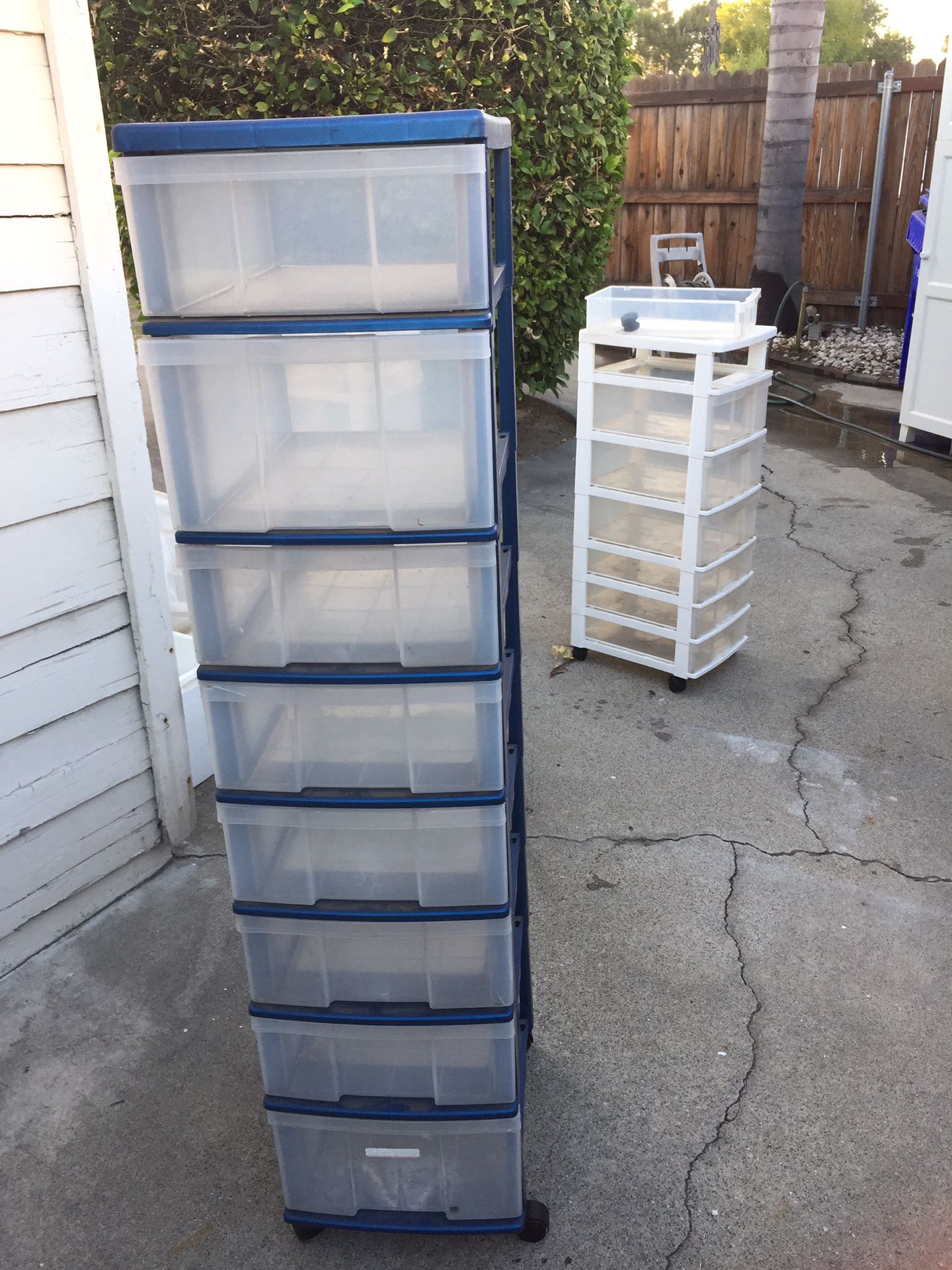 Tall plastic drawers on rollers