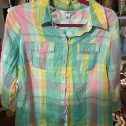 Croft & Barrow® Plaid Shirt - Women's Medium Excellent Conditiin Smoke Free