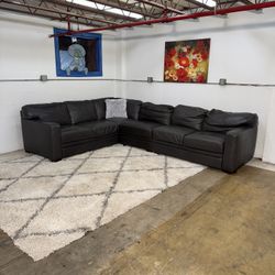 Macys Grey Leather Sectional