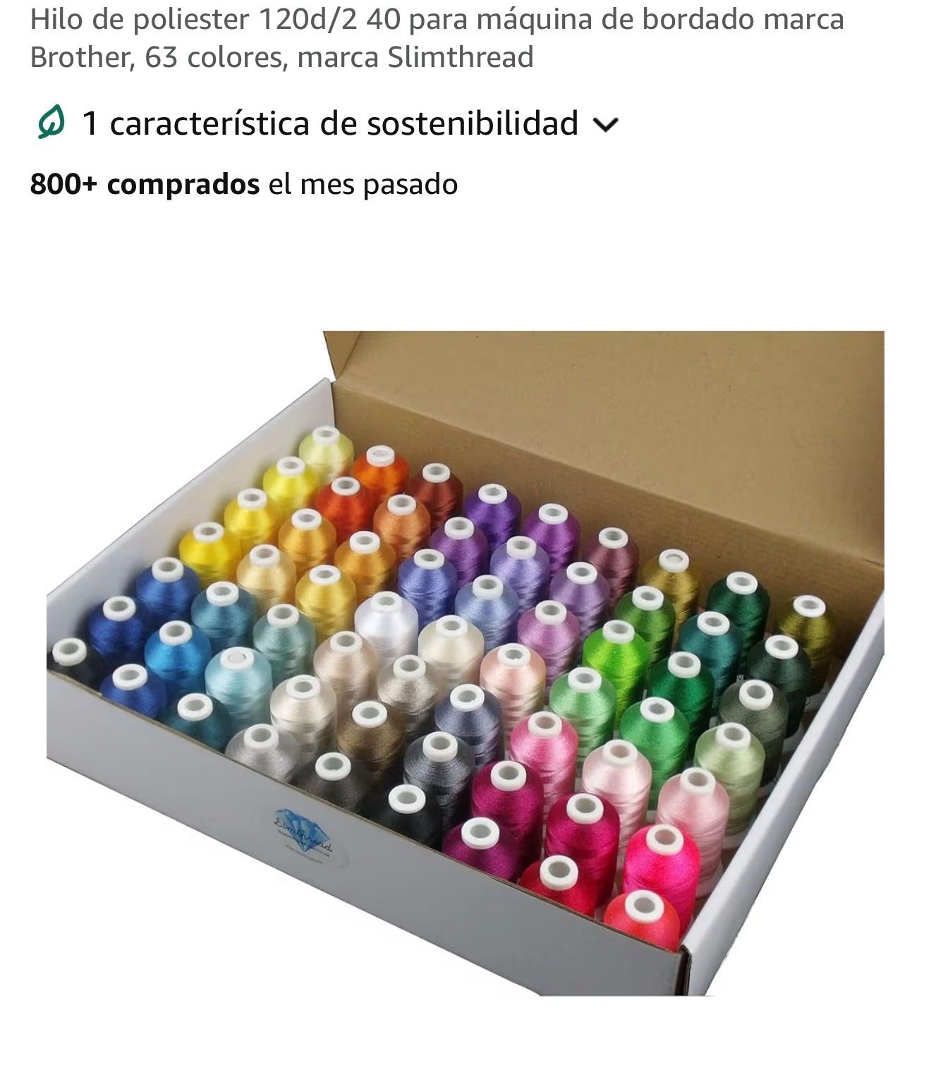 63-Color Polyester Embroidery Machine Thread Set (Brother Compatible) + Stand Kit