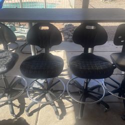 Four Black Office High Chairs