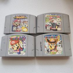 Mario Kart,Mario Party 1&2 Super Samsh Bros  N64