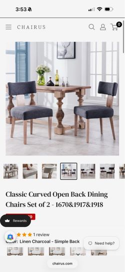 Unopened Classic Curved Open Back Dining Chairs Set of 2 (2)