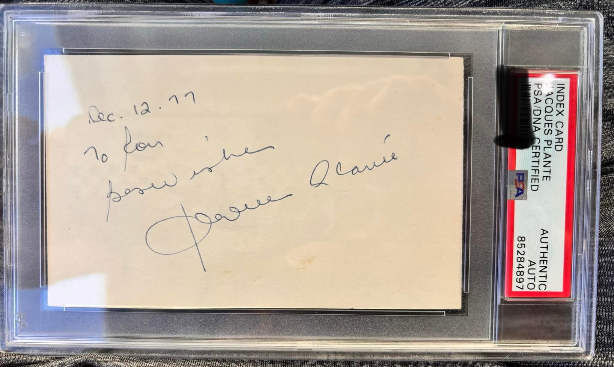 Jacques Plante Autograph, and a Leaf Complete stick card